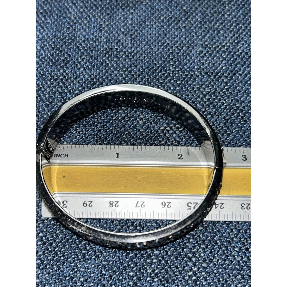 Kenneth Cole Hinged Bangle Bracelet Gunmetal With Pave Stones - Picture 5 of 5